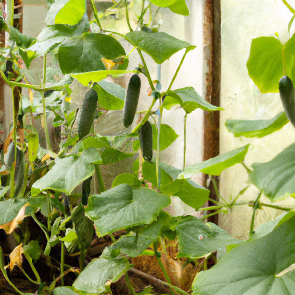 Growing cucumbers in a backyard greenhouse