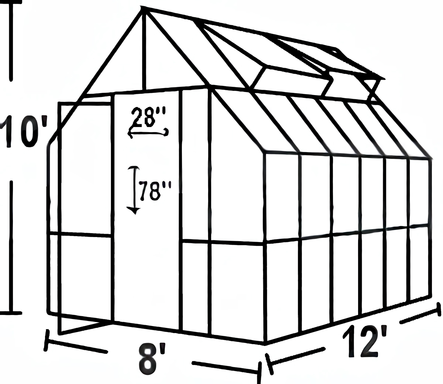 Mt. Rainier 8' x 12' Greenhouse Kit