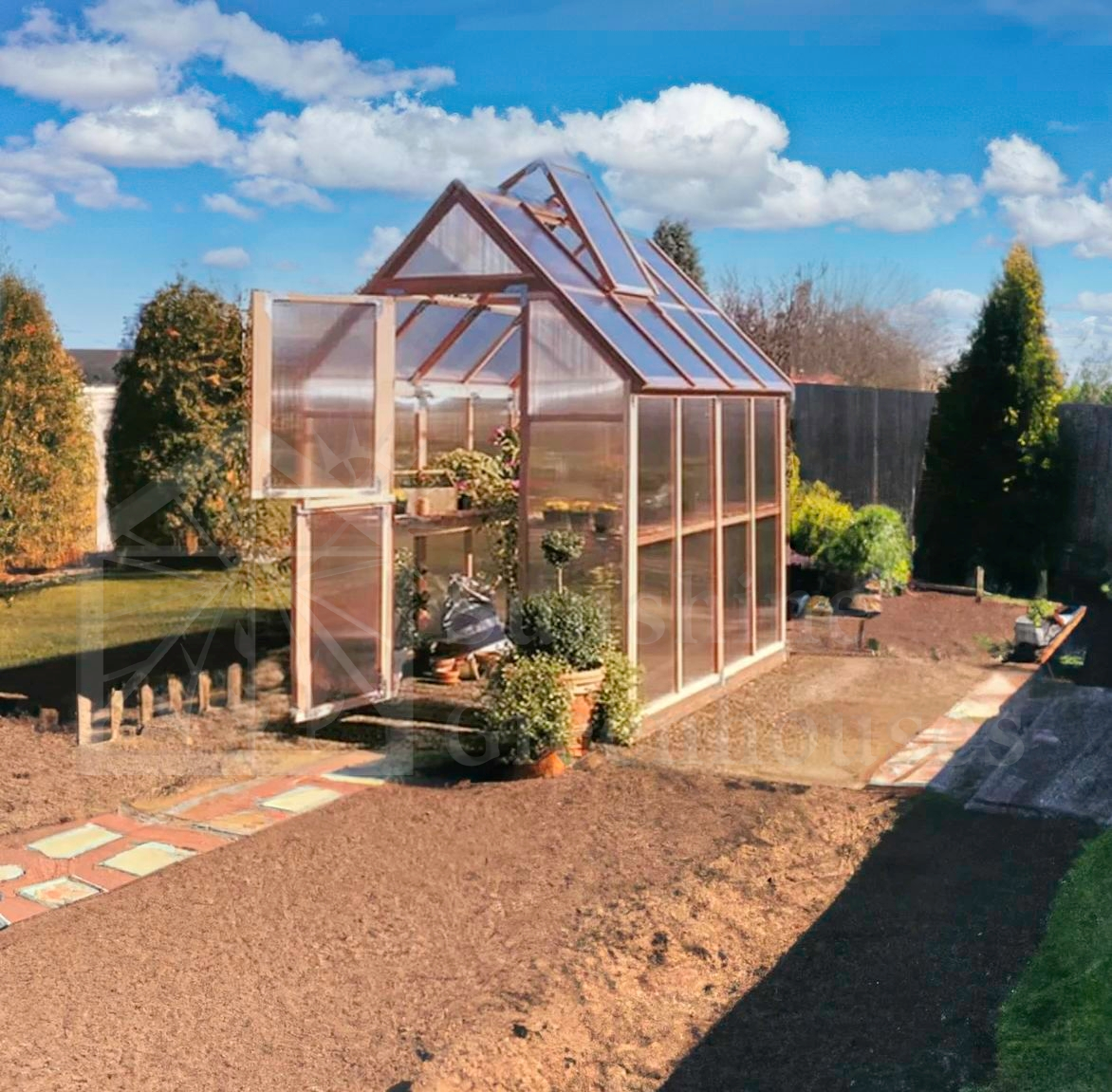 sunshine 6' x 8' hobby greenhouse kit in backyard garden